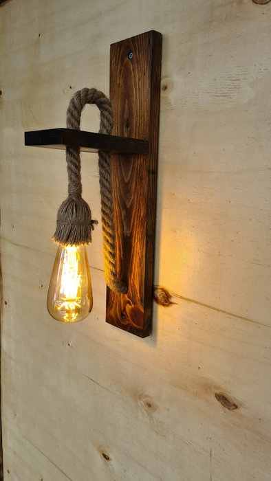 Opviq Aplique de Pared de Pino Macizo Nogal